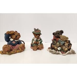 Lot of 3 Vintage Resin Bear Figurines Boyds Home Interiors Cottage Collectibles